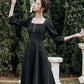 Retro A line girl dress black dress  1185