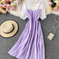 Cute A line round neck stitching dress summer dress  1230