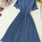 Simple A line pleated dress fashion girl short sleeve dress  1204