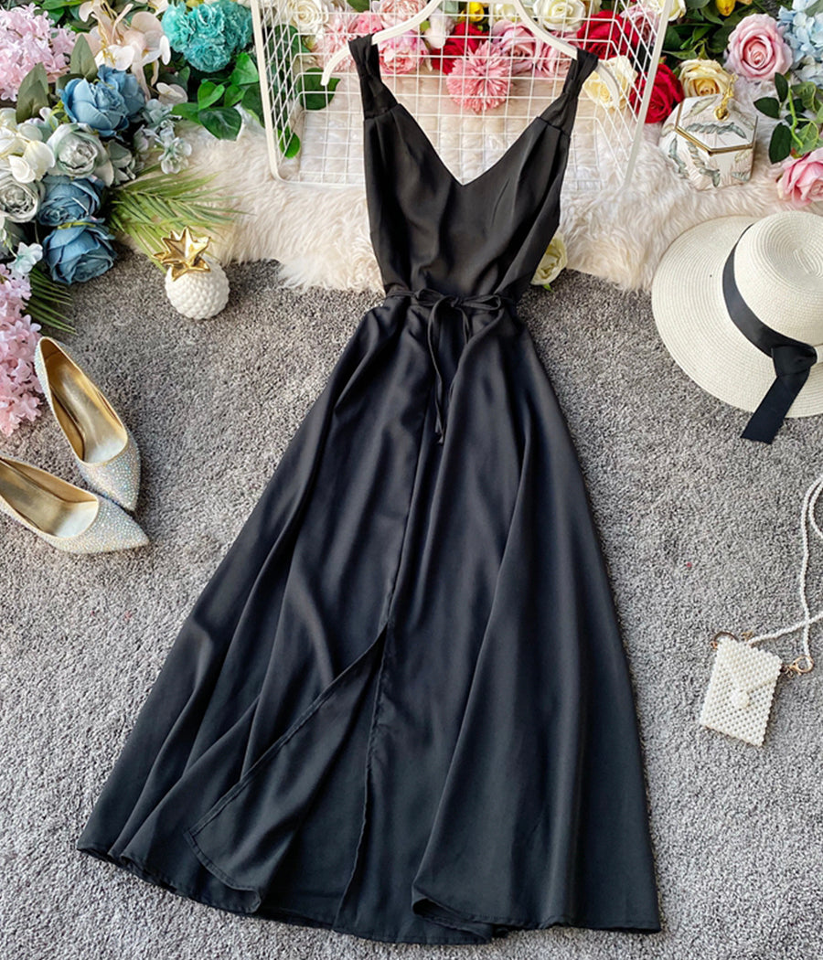 Simple A line v neck dress women's dress  1224