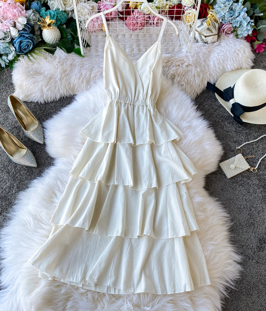 Midi-Maxi-Sommerkleid mit V-Ausschnitt und Spaghettiträgern 1231