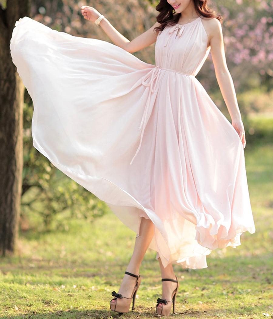 Cute round neck chiffon dress women's dress  1188