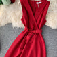 Elegant v neck sleeveless dress women's dress  1228