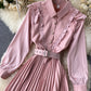 Sweet pink A line long sleeve dress  1046