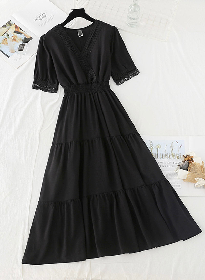 Women's dress A line v neck lace dress  1136