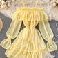 Lovely tulle long sleeve dress  1042