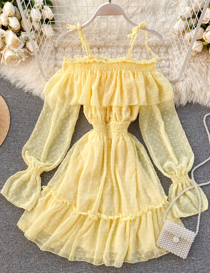 Lovely tulle long sleeve dress  1042