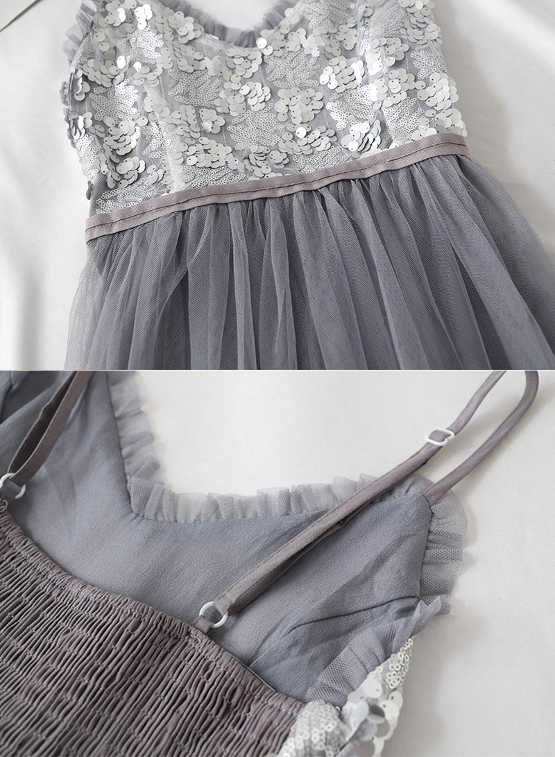 A line v neck tulle dress women's dress  1153