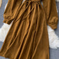 Retro round neck long sleeve dress  1020