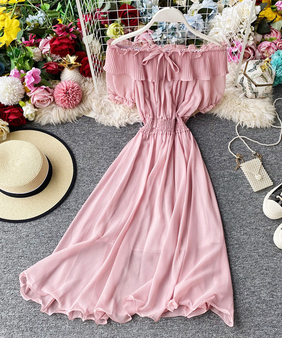 Cute chiffon strapless summer dress fashion dress  1114
