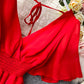 Red v neck chiffon dress fashion dress  1063