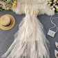 Robe d'été en tulle à paillettes champagne 1120