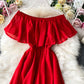 Red A line chiffon dress fashion dress  1064
