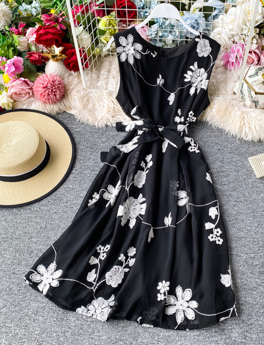 A line flowers short dress summer dress  1163