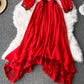 A line v neck lace long sleeve dress  995