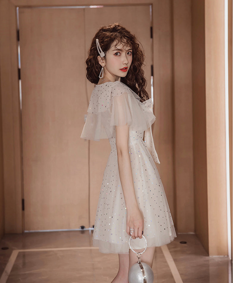 Cute v neck tulle short dress fashion dress  1080