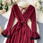Stylish v neck long sleeve dress  1024