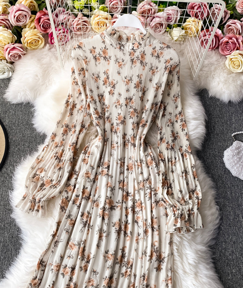 Cute A line printed long sleeve dress  985