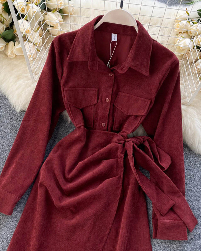Einzigartig gestaltetes unregelmäßiges Kleid Damen Herbstkleid 1012