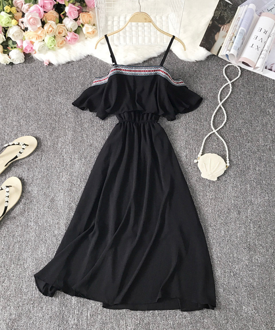 Süßes Sommerkleid aus weichem Chiffon in A-Linie 1115