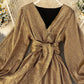 Simple v neck long sleeve short dress 990