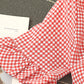 Retro v neck plaid dress women's dress  1202