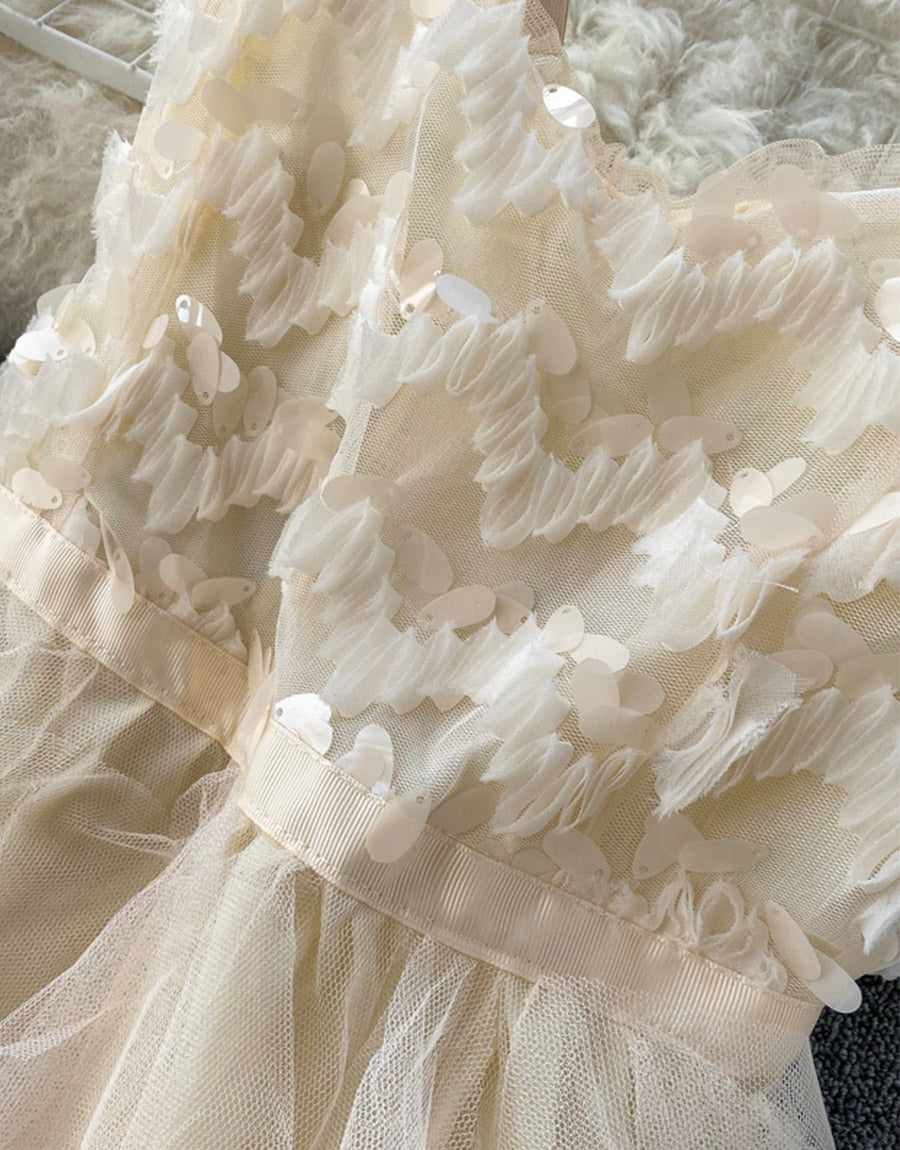 Robe d'été en tulle à paillettes champagne 1120