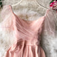 Robe courte d'été en tulle rose 1047