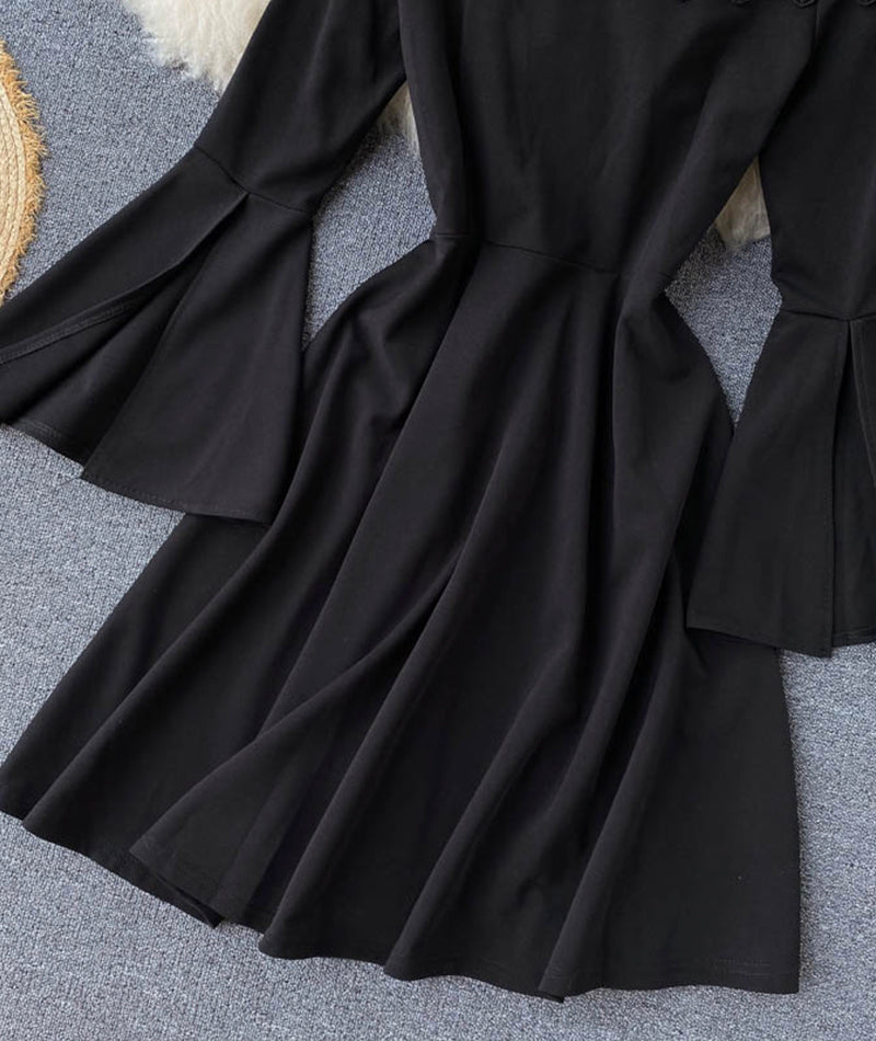 Fashionable A line dress flared sleeve dress  1037