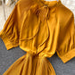 Simple A line pleated dress fashion girl short sleeve dress  1181