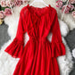 Rotes A-Linie Chiffonkleid Mode Mädchenkleid 1005