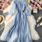 Simple A line v neck tulle dress women's dress  1059