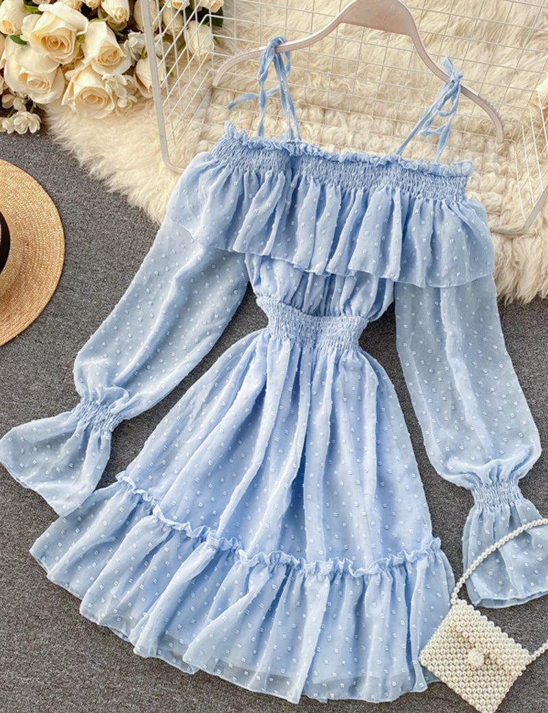 Lovely tulle long sleeve dress  1042