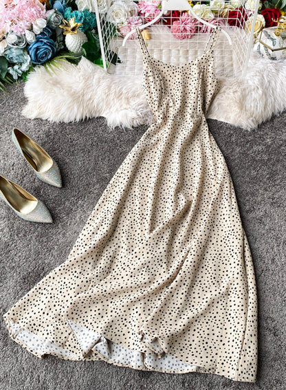 Cute A line polka dot dress summer dress  1105