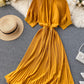 Simple A line pleated dress fashion girl short sleeve dress  1181