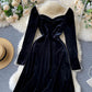 Black velvet long sleeve dress  1045