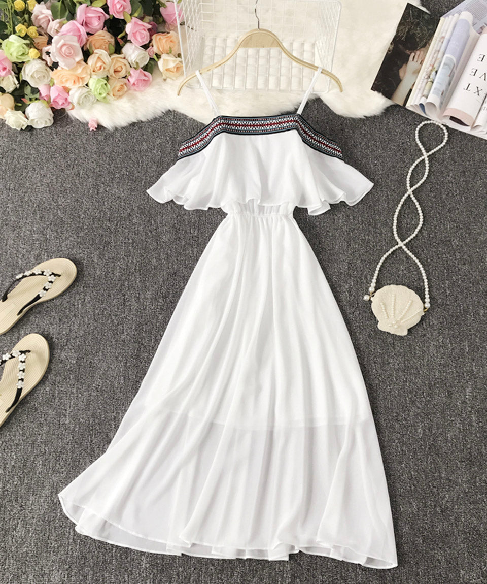 Süßes Sommerkleid aus weichem Chiffon in A-Linie 1115