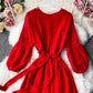 Rot A-Linie Chiffonkleid Mode Mädchenkleid 1000