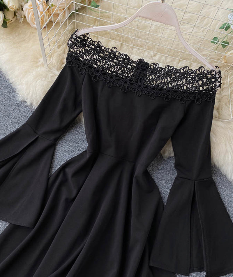 Fashionable A line dress flared sleeve dress  1037