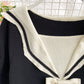 Black navy style knitted dress long sleeve dress  1010