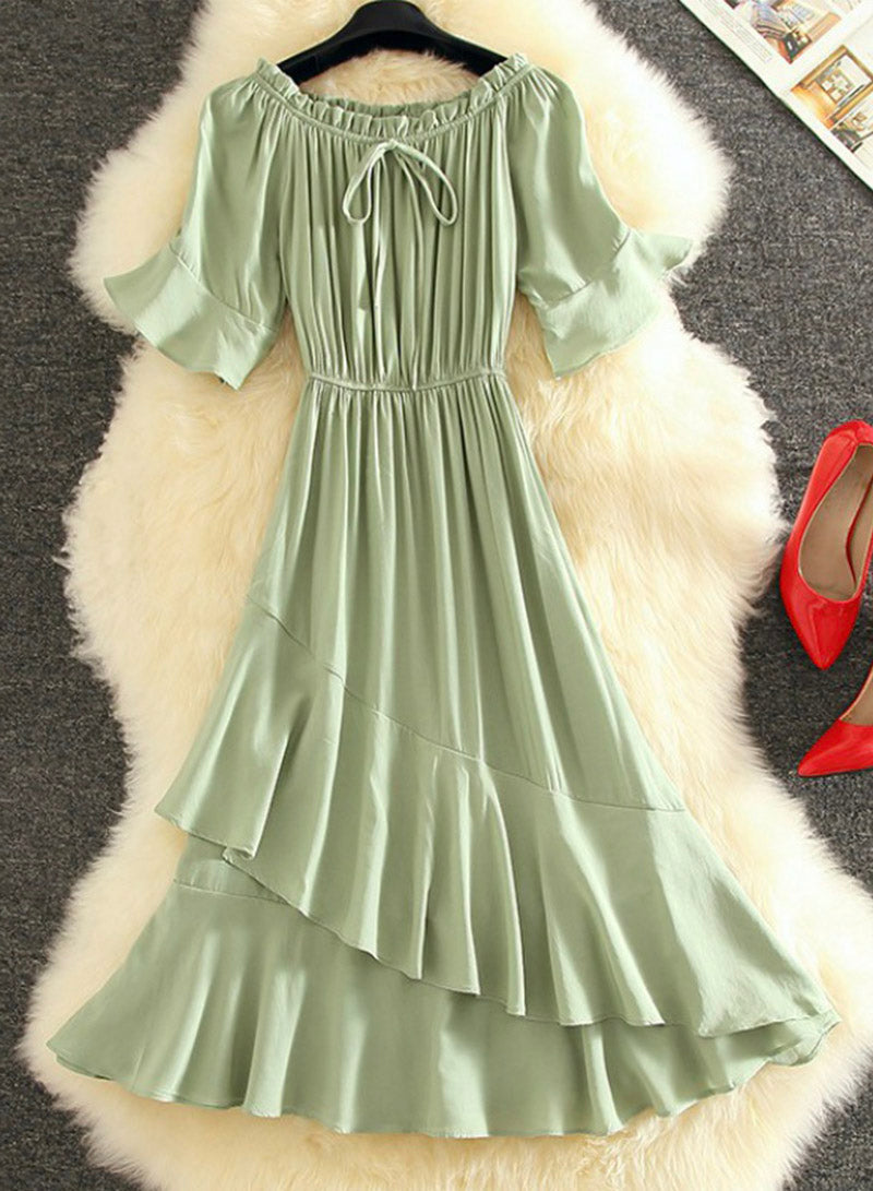 Cute A line dress short sleeve dress summer dress  1126