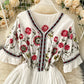 A line v neck embroidery dress  992