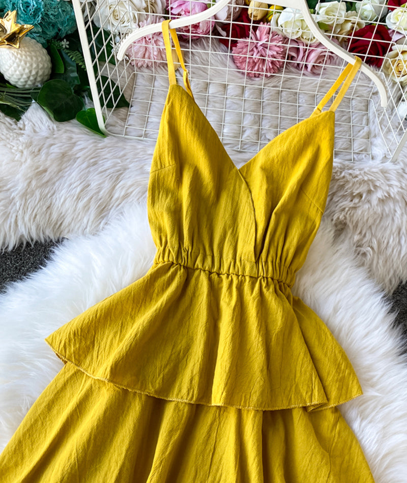 A line v neck backless dress women's dress  1058