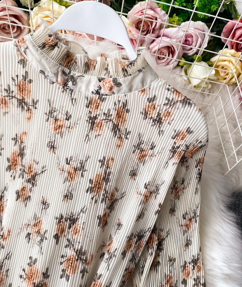 Cute A line printed long sleeve dress  985