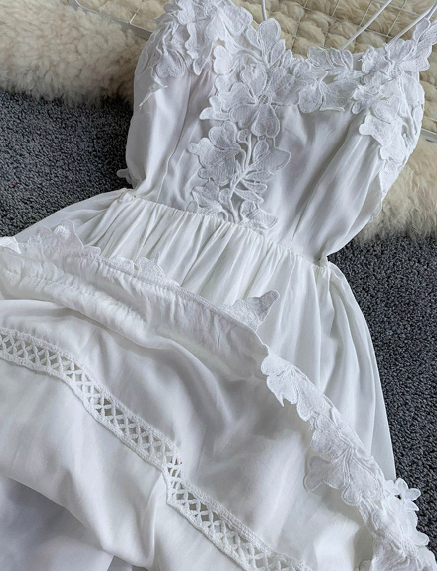 Robe dos nu en dentelle blanche pour fille 1167