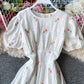 Cute loose white embroidery dress  1044