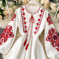 Loose embroidered dress long sleeve dress  1015
