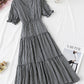 Women's dress A line v neck plaid dress  1135