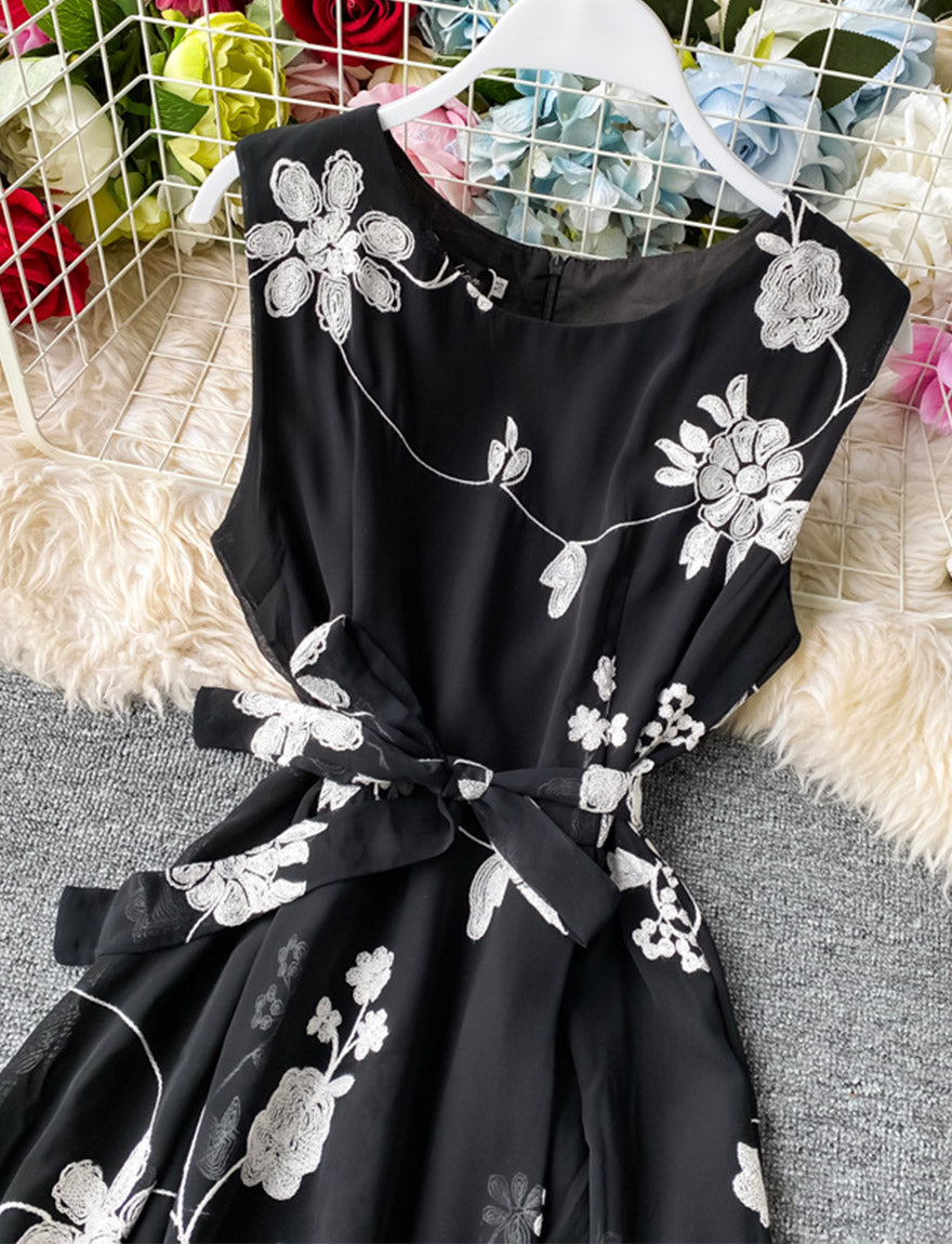 A line flowers short dress summer dress  1163