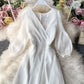 Simple A line v neck tulle dress women's dress  1059